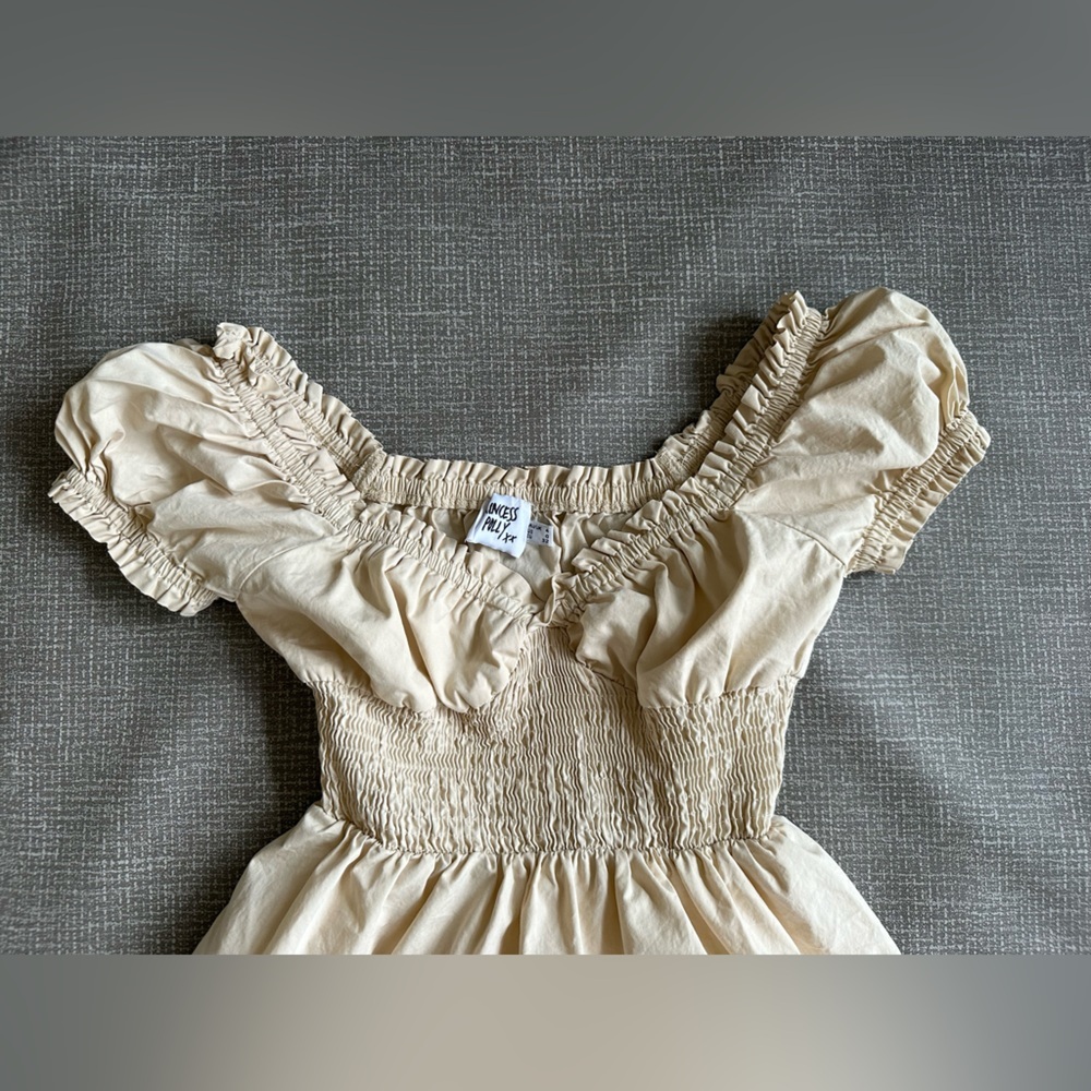 Princess Polly size 0 Daniela Smocked Mini Dress in Tan - Picture 3 of 12